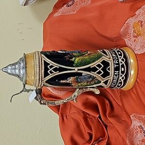 Vintage 14" German Beer Stein pewter lid